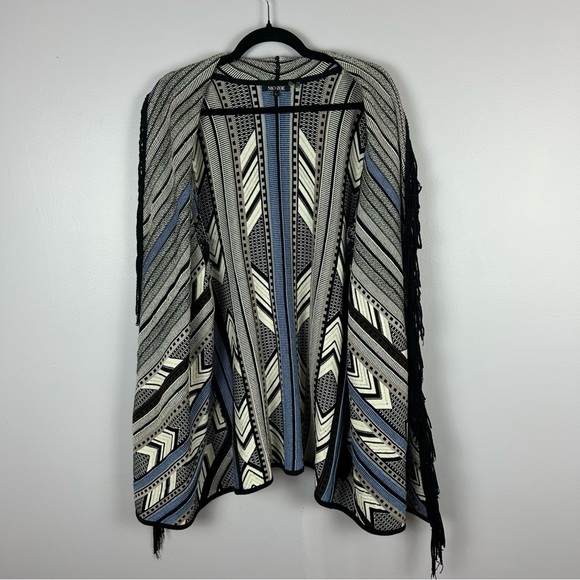 Nic+Zoe Multicoloured Striped Open Cardigan Long Sleeve with Fringe Size Large - Picture 9 of 9